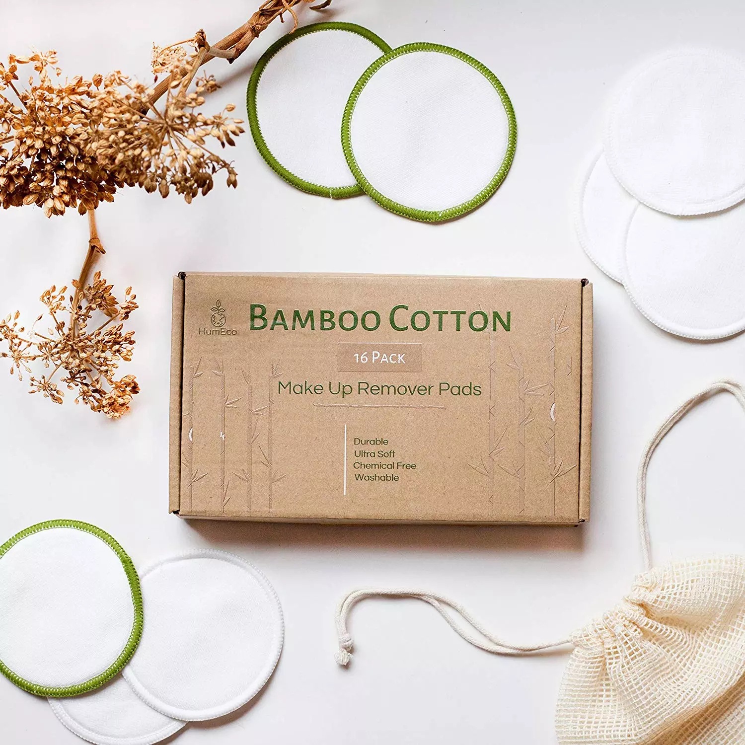 Органические экологически чистые многоразовые бамбуковые волоконные очищающие моющиеся ватные прокладки для снятия макияжа
