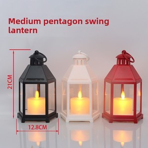 European-style Christmas <strong>Lantern</strong> Candle Holder Plastic <strong>Large</strong> Size LED Flickering Candles Courtyard Dining Room Decorative - Product Image 3