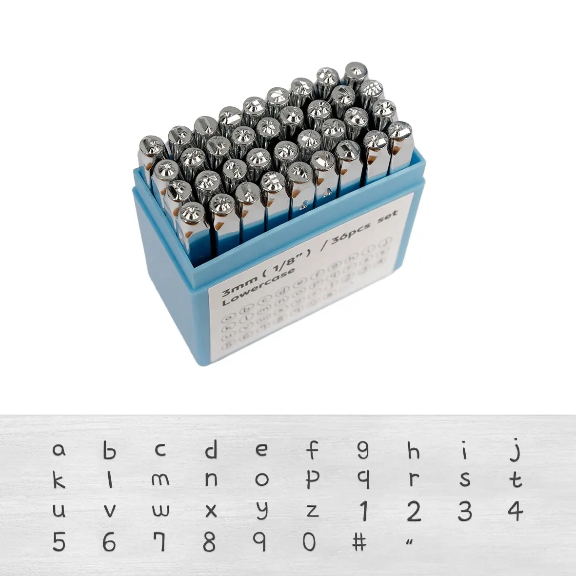 3ミリメートル1/8 "Letter NumberとSymbol Metal Stamp Set、Electroplated Matte Carbon Steel Lowercase Stamps Punch