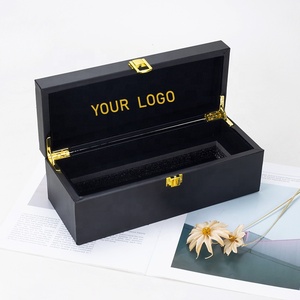 Biểu tượng tùy chỉnh sang trọng màu đen woodenleather bao bì hộp thủy tinh bóng đá Trophy thân cây danh hiệu huy chương mảng Hộp quà tặng - Product Image 1