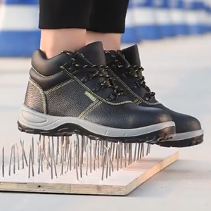 Zapatos de Seguridad de Cuero Vacuno con Puntera de Acero para Hombre y Mujer, Anti-Impactos y Anti-Perforación, con Plantilla de PU, Impermeables y Antideslizantes - Product Image 2
