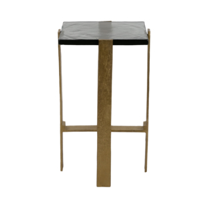 Table d'appoint fine avec plateau noir et base dorée pour la décoration intérieure, table de chevet, chambre à coucher, salon - Product Image 3