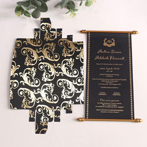 Nuovissimi Inviti di Nozze di Lusso in Stile Indiano Reale con Decorazioni Nere e Lamina Dorata - Product Image 3