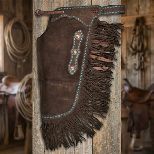 Guêtres complètes en cuir véritable de qualité supérieure pour homme, équipement d'équitation western, durables, confortables, ajustement réglable, fabriquées à la main pour l'équitation et le rodéo - Product Image 2