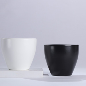Maceta de Cerámica Negra y Blanca de Color Sólido, Decoración para el Hogar, Maceta para Plantas de Interior, Diseño Moderno y Minimalista - Product Image 1