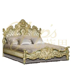 Yips LD-1203-0145 French Rose Series Handpainted Rose Pattern Bedroom Set Furniture 2メートルDeluxe Classical Bed