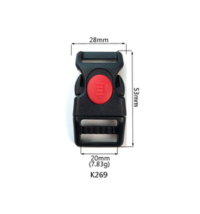 20mm Durable Slip Lock Plastic Buckle Bag Red Button China Factory Supply Black Color For Outdoor Backpack Accessories