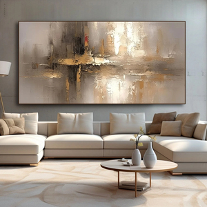 Grande peinture murale contemporaine abstraite silencieuse de l'aube sur toile, nature morte, paysage, pour la maison et la galerie - Product Image 2