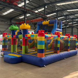 Castillo Inflable para Niños con Tobogán y Pista de Obstáculos con Temática de Bloques, Combinación de Castillo Inflable Húmedo/Seco con Soplador para Fiestas - Product Image 6