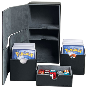 Boîte de rangement double tiroir premium avec plateau à dés - Contient plus de 200 cartes - Étui double à clapet pour MTG Commander <span class=keywords><strong>Pokémon</strong></span> - Logo personnalisé OEM - Product Image 1
