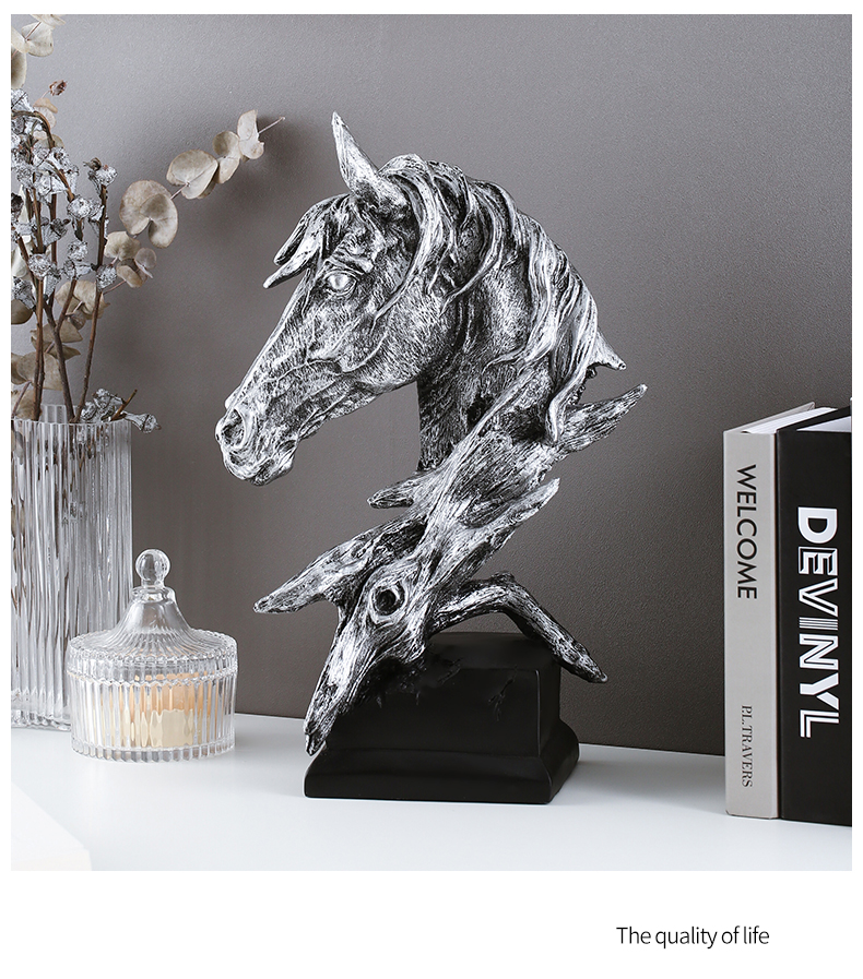 Hot selling retro home living room decoration art crafts horse head sculpture