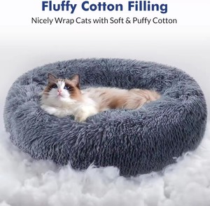 Samt Donut Bett für Katzen und Hunde Wasch bares rutsch festes rundes flauschiges Plüsch Buntes gemütliches ruhiges Haustier bett - Product Image 4