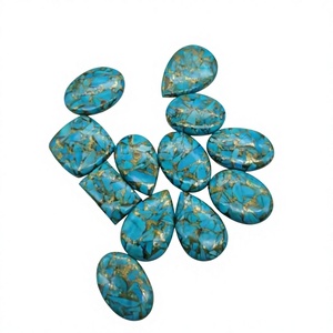 FAIJAN GEMS - Cabujón Ovalado de Turquesa y Cobre de Piedra Natural, Gema de Alta Calidad para la Fabricación de Joyas al por Mayor, Rajasthan Tercera - Product Image 1