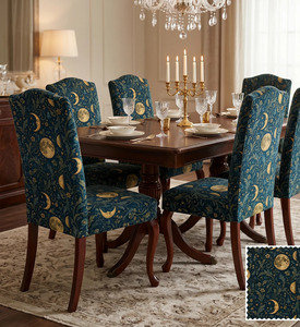 Tissu d'ameublement imprimé botanique Phases de Lune variées, vendu au mètre, pour la rembourrage de meubles, les rideaux et les housses de coussin, en satin de lin - Product Image 4
