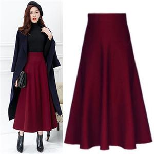 High Waisted Long A Line Skirt Women Black Plus Size Solid Color Slimming Elegant Autumn Winter Fashion Skirt - Product Image 2