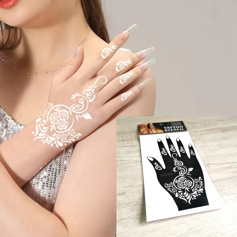 Professionale impermeabile arte classico uomo donna bellezza riutilizzabile fai da te una mano India hennè stencil per le mani
