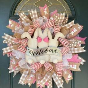 Coronas de Pascua WOWEI para puerta Delantera, guirnalda de trasero de conejito de Pascua, decoraciones, guirnalda de conejo bonita, decoración de primavera, granja - Product Image 5