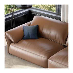 लिविंग रूम के लिए इटैलियन हाथी के कान का चमड़ा आर्ट सोफा, लवसीट फ्रेंच छोटा पीला काउहाइड आधुनिक साधारण सोफा काउच - Product Image 4