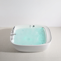 Bain à remous autoportant moderne pour 2 personnes, ovale/rond, en acrylique/PVC/fibre de verre, 30 jets, thermostat, rideau de bain, commande