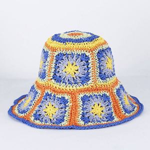 Summer Bohemia Style Women's Handmade Crochet Bucket <b>Straw</b> <b>Hat</b> for Beach Wear - Product Image 6