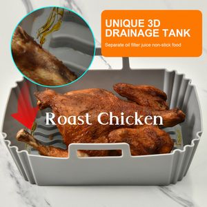 Rectangle Heat-Resistant <b>Silicone</b> <b>Air</b> <b>Fryer</b> Liners Non-Stick Pot <b>Basket</b> <b>for</b> <b>Air</b> <b>Fryer</b> Baking & Pastry Tools - Product Image 5