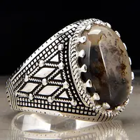 Véritable 925 bijoux en argent sterling gros anneaux Zircon Pierre Principale turque Personnalisée hommes anneaux