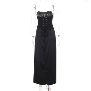 Abito da sera formale da donna stile Ins, con spacco laterale alto, vita cinata, vestibilità slim, <span class=keywords><strong>sexy</strong></span>, per serate e feste lunghe - Product Image 6