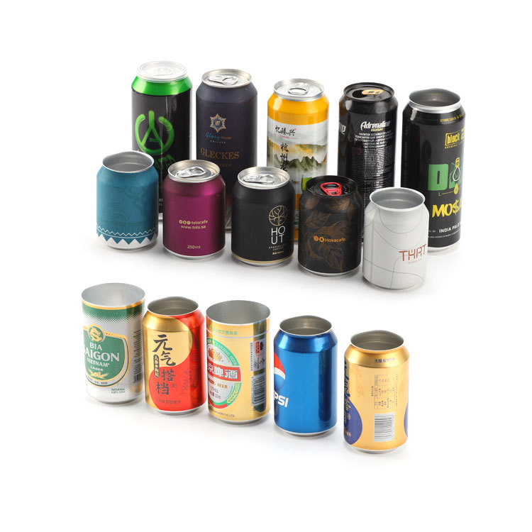 Latas vazias de alumínio para bebidas, 250 ml 330ml 500ml, cor personalizada, impressão de bebida, 250 ml, refrigerante, alumínio, pode beber