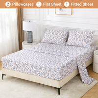 Ensemble de draps de lit imprimés de fleurs tropicales, doux, confortable, facile d'entretien, respirant, lisse, en gros