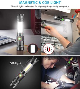 Linterna LED COB de <span class=keywords><strong>4</strong></span> modos, luz <span class=keywords><strong>Flash</strong></span> recargable de 1500 lúmenes, imán fuerte y Clip de bolsillo para trabajo de acampada - Product Image 5