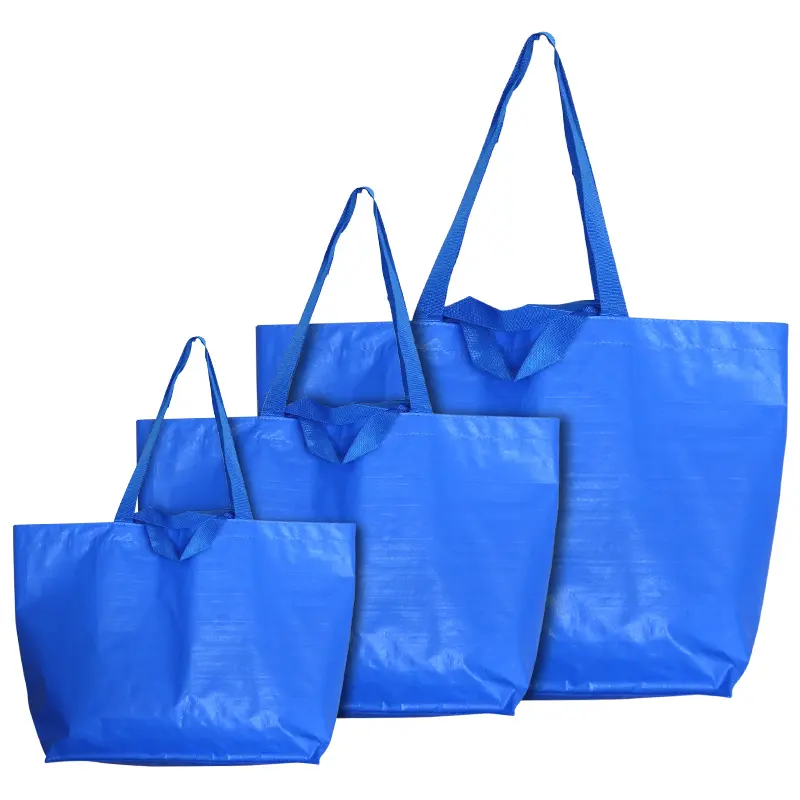 BSCI-bolsas de compras tejidas de PE, grandes y baratas, con logotipos, fabricante profesional