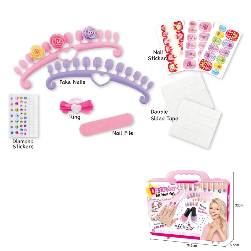 Mode filles cosmétiques beauté jeu ensemble enfants semblant bricolage petite fille Nail Art conceptions autocollants manucure autocollant