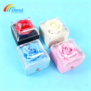 Ourui Rectangle Jewelry Box with Velvet Interior and Rose Design for Valentine's Day Gift Packaging - Product Image 4