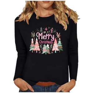 Spot europeo e americano sito web indipendente <span class=keywords><strong>natale</strong></span> vendita calda girocollo da <span class=keywords><strong>donna</strong></span> a maniche lunghe modello di <span class=keywords><strong>t</strong></span>-<span class=keywords><strong>shirt</strong></span> personalizzato - Product Image 1