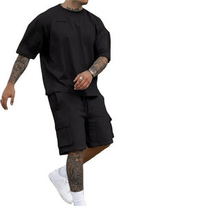 Nouvelle mode d'été pour hommes, ensemble de shorts à manches courtes pour hommes, ensemble de shorts respirants de haute qualité, vente en gros - Product Image 4