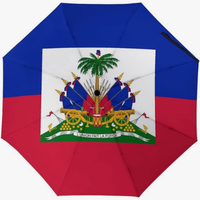 Parapluie Automatique Imperméable et Anti-UV avec Motif Imprimé Thème Drapeau National Haïtien – Design Attrayant