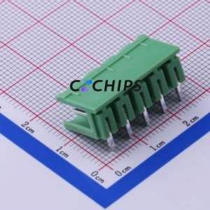 KF2EDGR-5.0-5P Plug-in Terminal Block Bent Lead Through Hole,P=5mm Connector Board-to-Board / Socket - Open 1x5P 5mm Green - Product Image 2