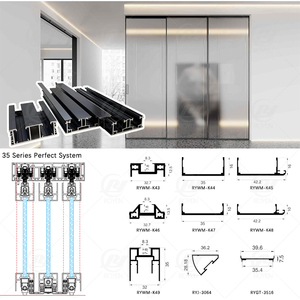 Rails dissimulés pour portes coulissantes <span class=keywords><strong>Royen</strong></span> Série 6000 Profilés carrés en alliage d'aluminium T3-T8 Découpe OEM/ODM Anodisés/Peints par poudrage - Product Image 4