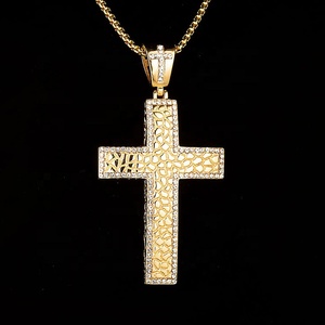 プロモマンリネススチールクロスペンダント新着18Kゴールドメッキジルコンインレイステンレススチールクロスネックレスペンダント - Product Image 3