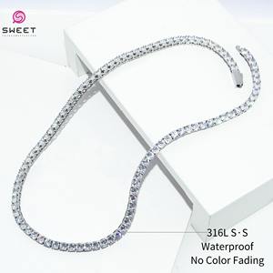 यूरोपीय मानक स्टेनलेस स्टील गहने 3 मिमी 4 मिमी 5 मिमी ज़िरकॉन टेनिस चेन हार 316 एल स्टेनलेस स्टील टेनिस हार - Product Image 4