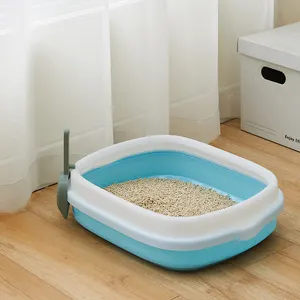 مقعد مرحاض للاستخدام في المنزل لقط أليف مضاد للرائحة وضد رذاذ الماء صندوق كبيء للقط