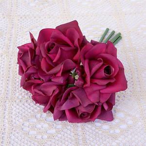F62 فاخر حرير اصطناعي بورجوندي أبيض وردي زهور بيع بالجملة لمس حقيقي ورود عالية الجودة زهور زينة لحفلات الزفاف - Product Image 2