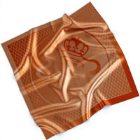 Écharpe carrée en soie de luxe personnalisable pour l'hiver, 90x90cm, motif géométrique cuivre-or, marque professionnelle