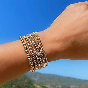 Conjunto de Pulseras de Cuentas de Acero Inoxidable Dorado con Letras <span class=keywords><strong>Aleph</strong></span>-Bet, Resistentes al Agua, Hipoalergénicas, Personalizables - Product Image 4