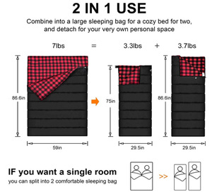 <span class=keywords><strong>Sac</strong></span> <span class=keywords><strong>de</strong></span> <span class=keywords><strong>couchage</strong></span> d'urgence pour le camping et la <span class=keywords><strong>randonnée</strong></span>, imperméable, rembourré en polyfill, double, pour l'hiver - Product Image 5