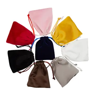 Custom Logo Jewelry Velvet Pouches Wholesale Gift Packing Drawstring Velvet Bag