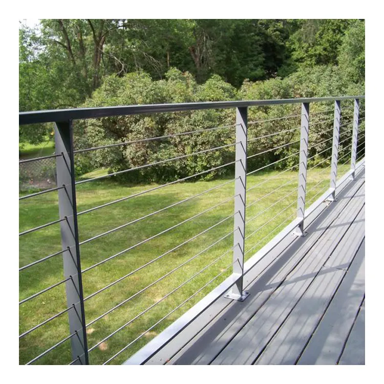 Stainless Steel Wire Rope Black Balustrade Outdoor Balcony Cable Railing System