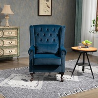 Fauteuil de salon en velours capitonné avec accoudoirs et structure en bois à vendre