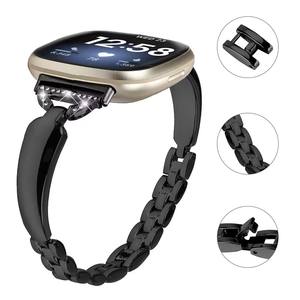 Correa de Metal para Reloj, Correa de Acero Inoxidable con Diamantes para <span class=keywords><strong>Fitbit</strong></span> <span class=keywords><strong>Versa</strong></span> 3/4, para <span class=keywords><strong>Fitbit</strong></span> Sense <span class=keywords><strong>2</strong></span>, Correa de Reloj de Lujo con Hebilla Plegable - Product Image 1