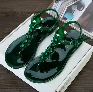 LX-079 2021 nuovo di estate dei sandali della gelatina per le donne floreale decortaed folla sandalo piatto flip flop